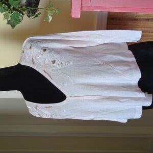 NWOT Free People Elegant Cream Cardigan with Embroidered Details